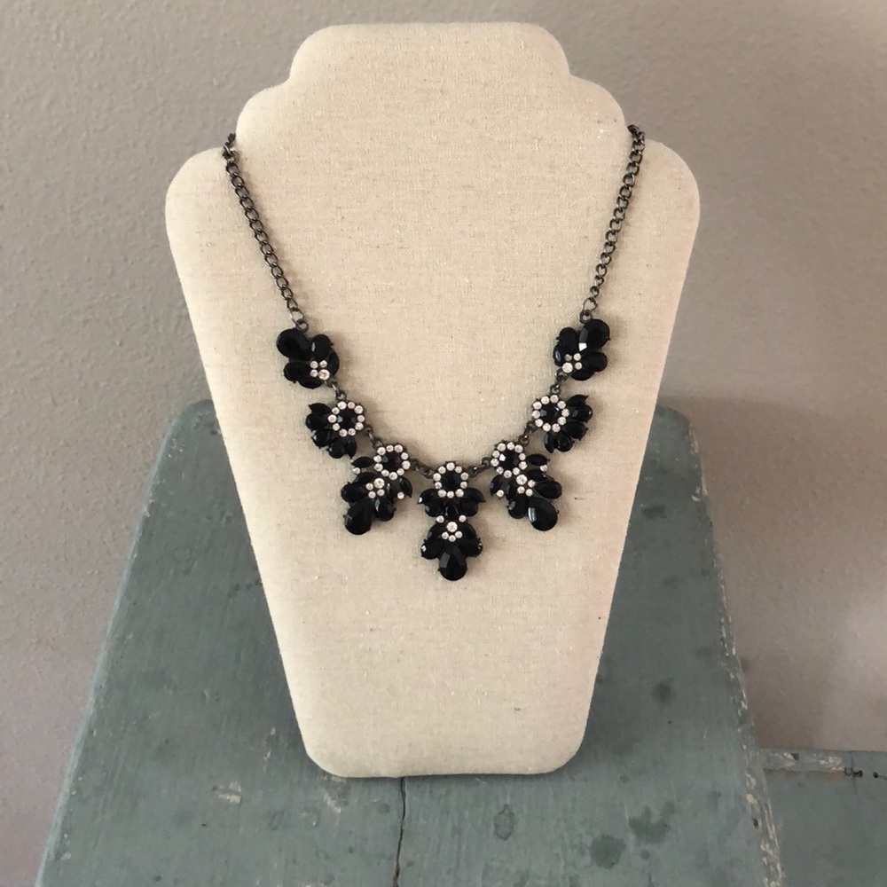 Beaded black and crystal necklace